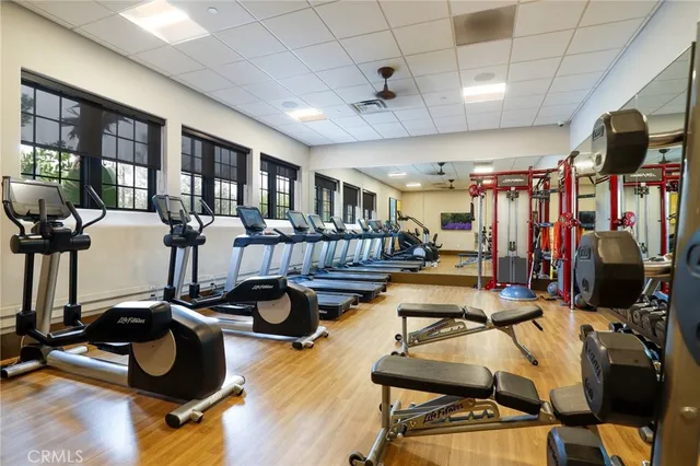 a view of a room with gym equipment