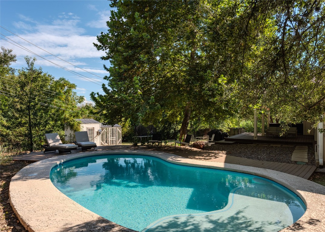 4203 Afton Lane Austin, TX 78744 - Photo 21 of 24 a view of a swimming pool with outdoor seating and plants