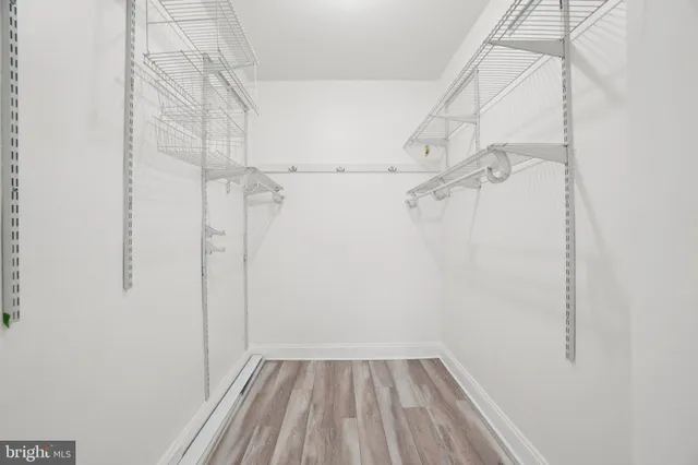 a view of small space with racks on the wall