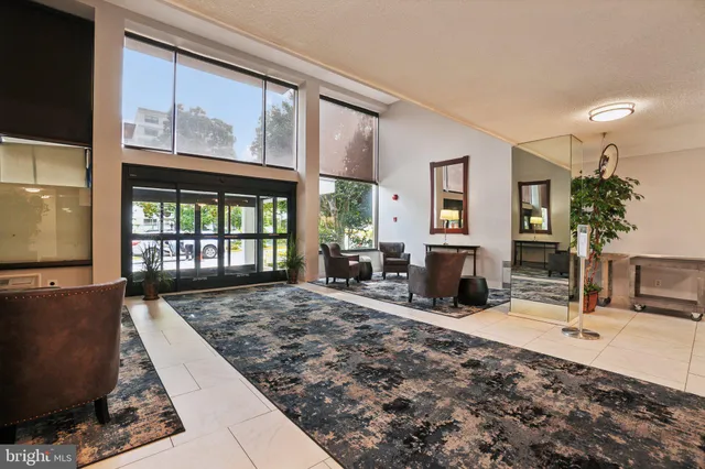 a living room with large window