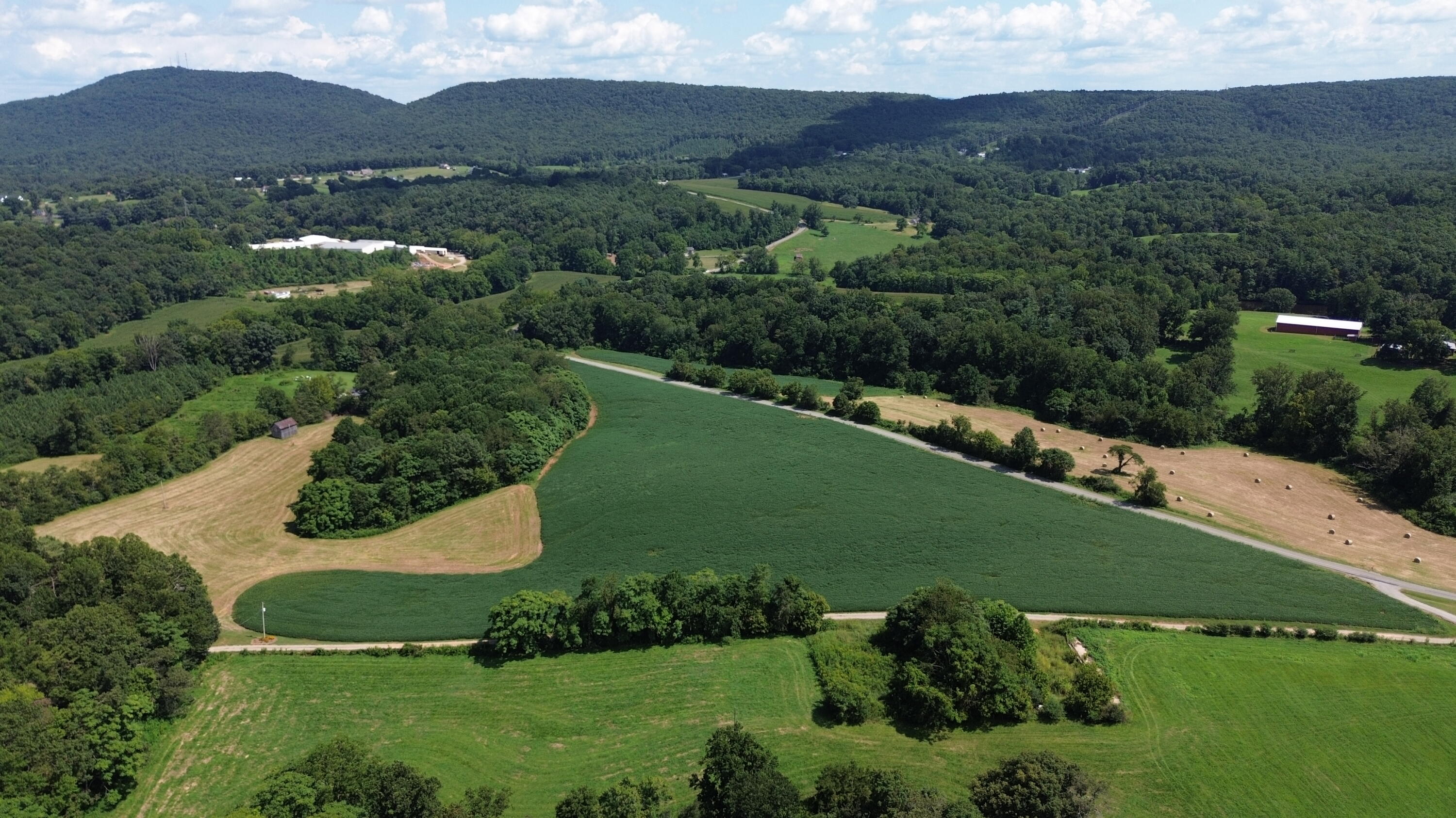 Tract A Hopkins Road Rocky Mount, VA 24151 - Photo 2 of 6 an aerial view of green landscape with trees houses and mountain view