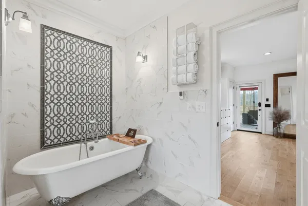 a view of a town with mountains in the background