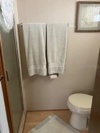 a white toilet sitting next to a shower curtain