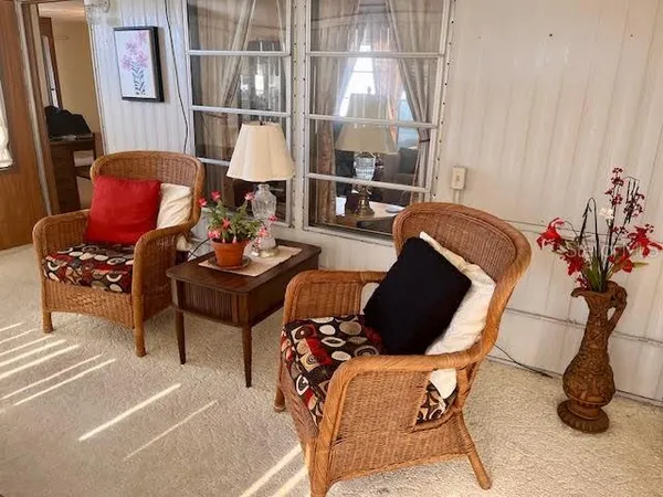 a living room with furniture a lamp and a potted plant