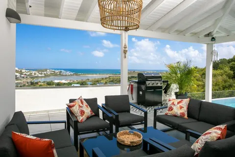 a building outdoor space with patio furniture