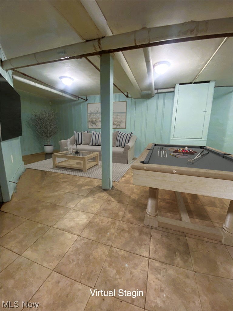 3586 Cedarbrook Road Cleveland, OH 44118 - Photo 24 of 30 Basement with light tile flooring and pool table
