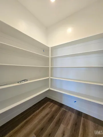 a view of a room with shelves
