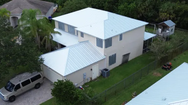 an aerial view of a house