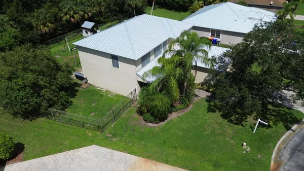 an aerial view of a house