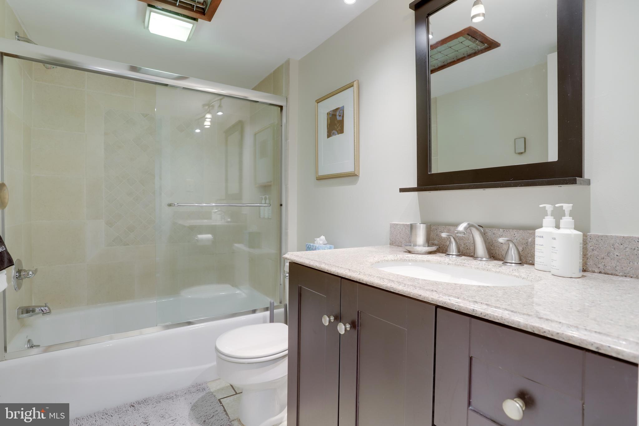 1010 Independence Avenue Southeast, Unit B Washington, DC 20003 - Photo 12 of 17 a bathroom with a granite countertop sink toilet and shower