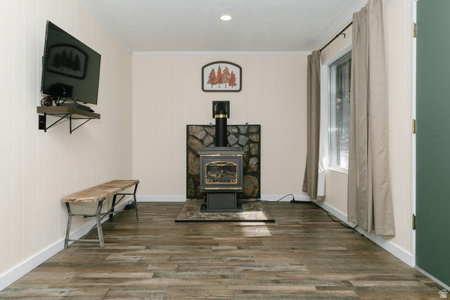 1105 Litz Road Preston, ID 83263 - Photo 4 of 24 Living room with a propane stove, lvp wood finished floors, and recessed lighting