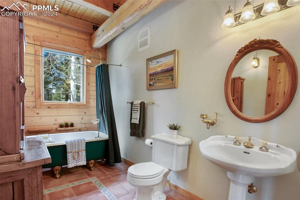 527 Cougar Point Divide, CO 80814 - Photo 31 of 50 a bathroom with a toilet sink and mirror