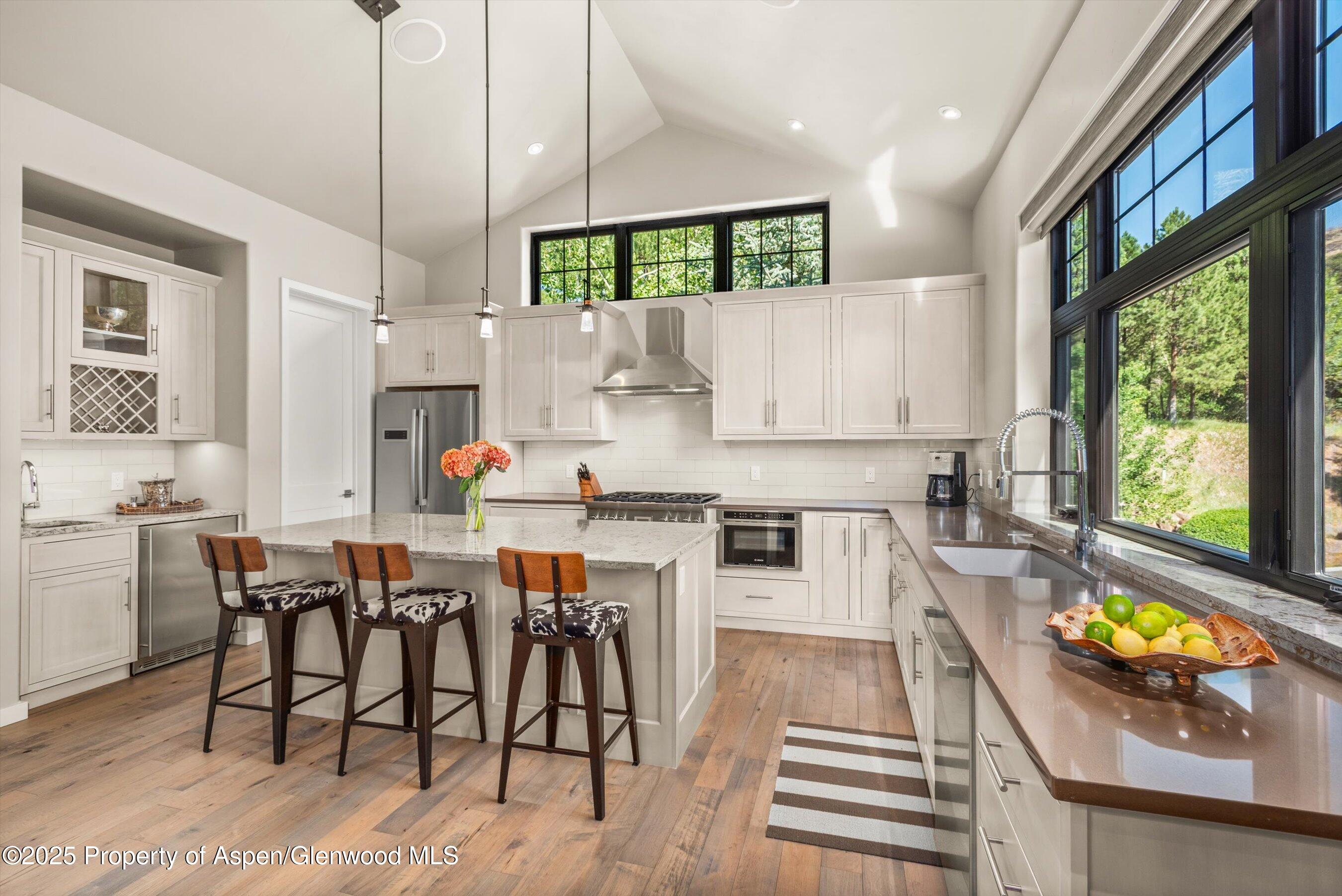 102 Wild Spring Lane Basalt, CO 81621 - Photo 24 of 51 a kitchen with stainless steel appliances granite countertop a table and chairs in it