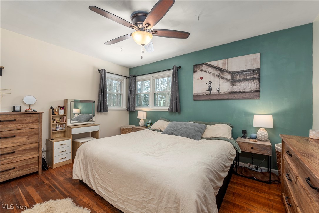 8767 Edgehill Road Mentor, OH 44060 - Photo 17 of 47 Bedroom featuring ceiling fan and dark wood-type flooring