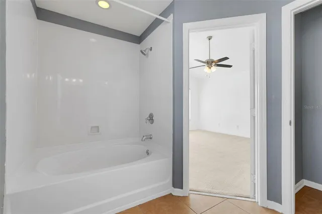 a bathroom with a bathtub