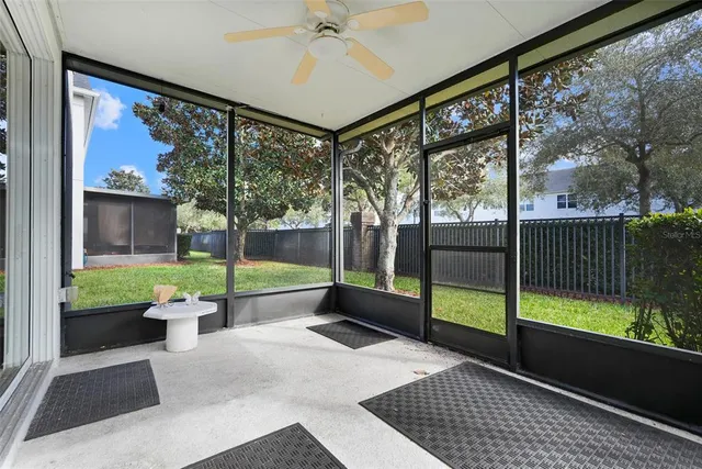 a view of a porch with furniture