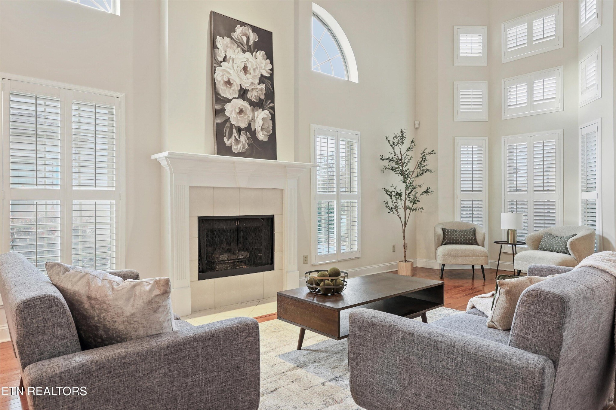 316 English Station Road Knoxville, TN 37934 - Photo 6 of 45 a living room with furniture large window and fireplace