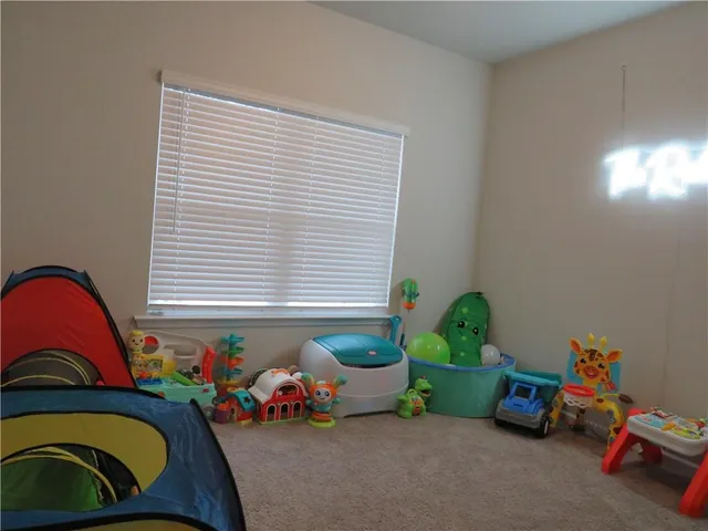 a room with toys and a potted plant