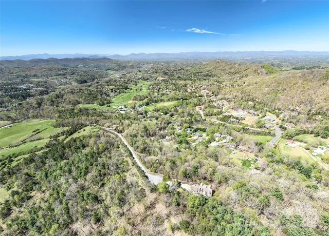 a view of a lush green hillside and houses