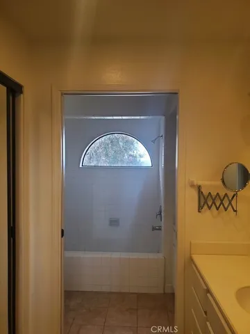 a bathroom with a bathtub