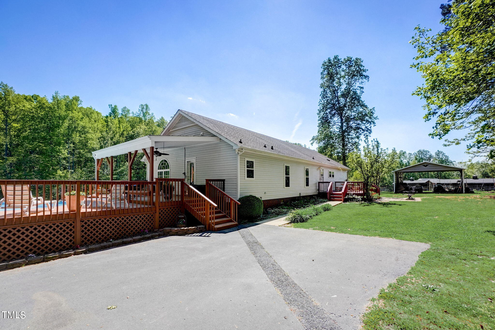 7204 New Sharon Church Road Rougemont, NC 27572 - Photo 43 of 48 a view of a house with a yard and pathway