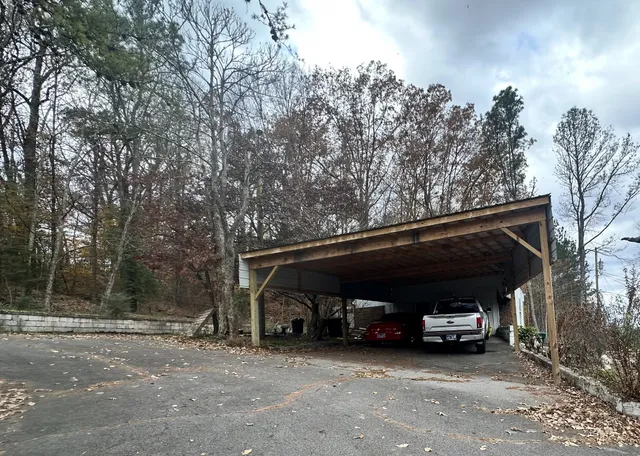 a view of car parked in a parking space