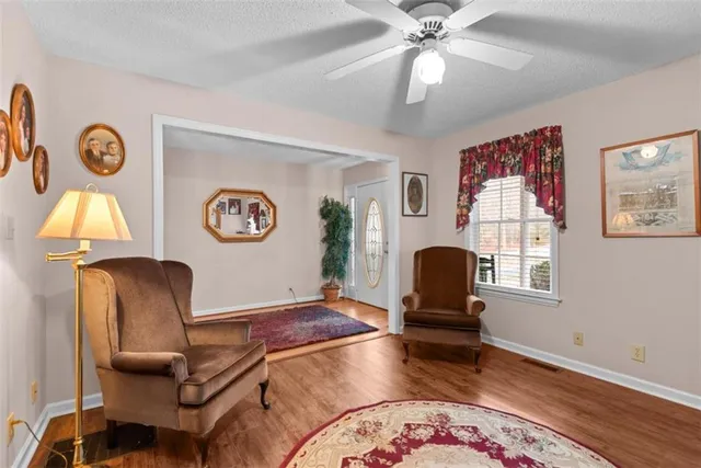 a living room with furniture