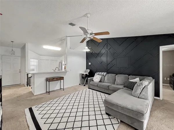 a living room with furniture