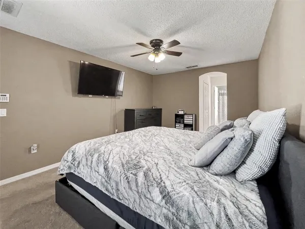 a aerial view of a house with a yard and plants