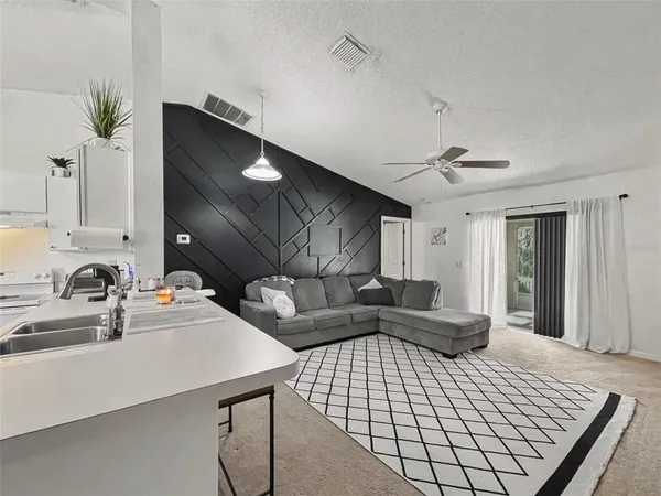 a living room with furniture