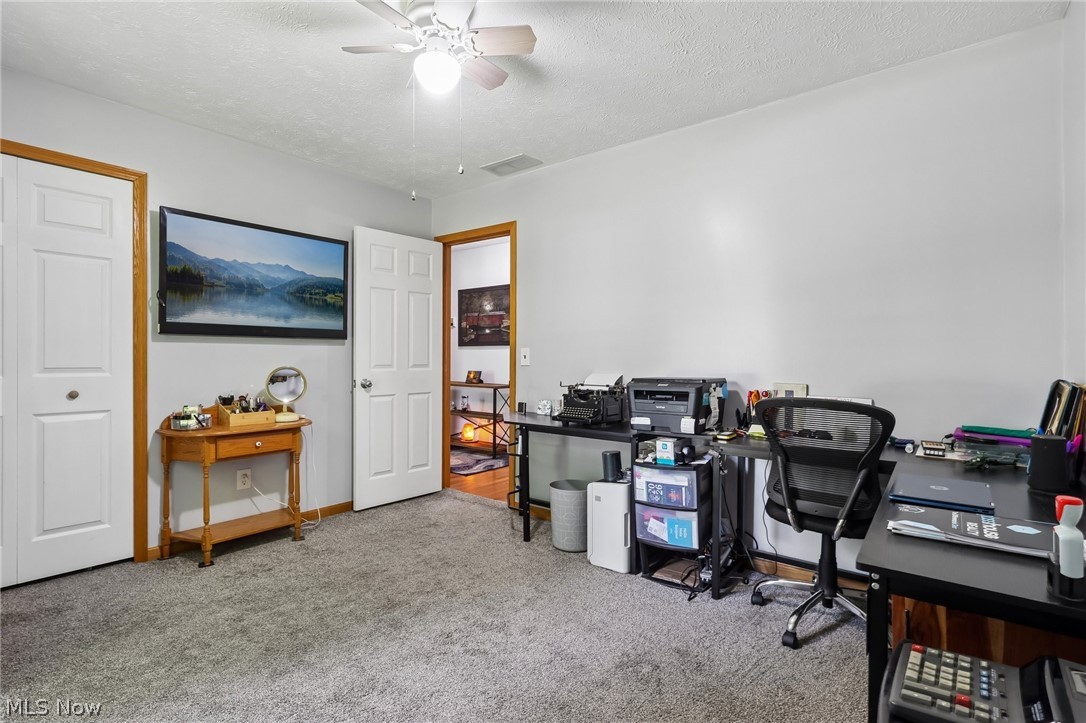 3213 Bates Road Madison, OH 44057 - Photo 24 of 45 Carpeted interior space featuring light gray walls and a ceiling fan