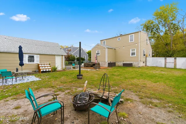 a view of a playground with a patio