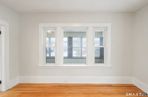 a view of a room that has a window