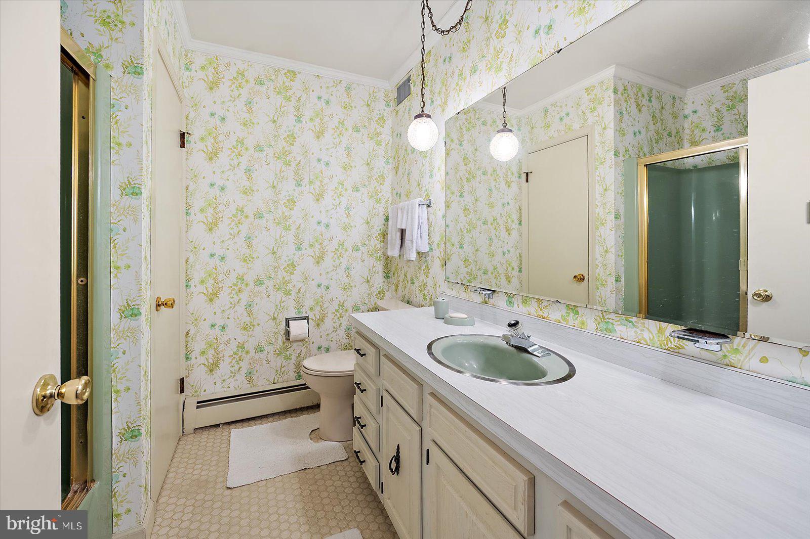 701 Riverside Pines Court Salisbury, MD 21801 - Photo 55 of 81 a bathroom with a granite countertop sink a toilet a mirror and shower