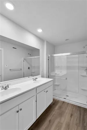 a view of a room with racks on the wall