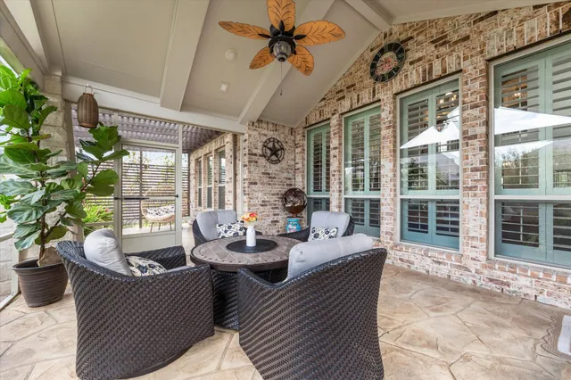 a outdoor living space with furniture and garden view