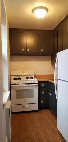 a kitchen with a stove and a refrigerator