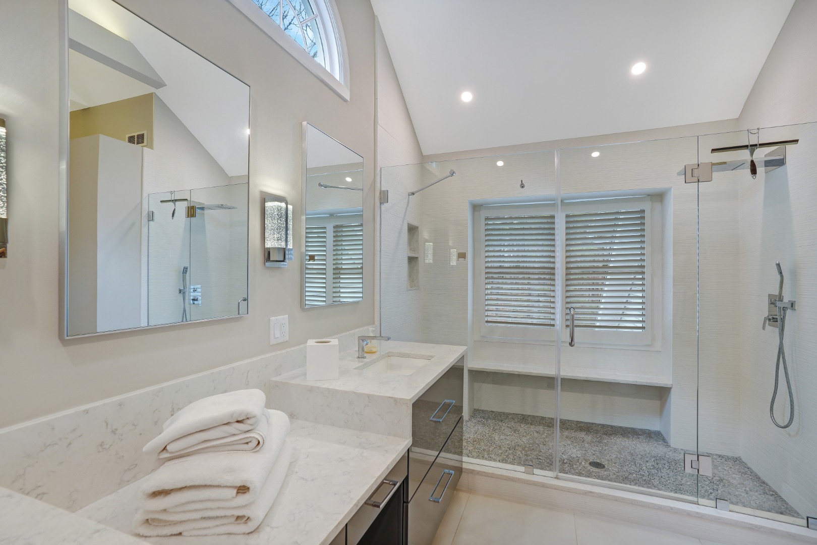 150 Cove Road, Unit 10 Vineyard Haven, MA 02568 - Photo 19 of 43 Oversized tile shower has a glass enclosure.