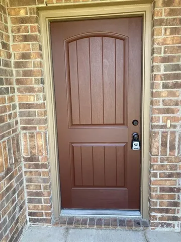a view of wooden door