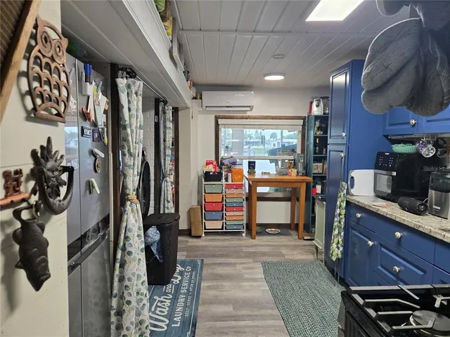 a kitchen with lots of counter top space
