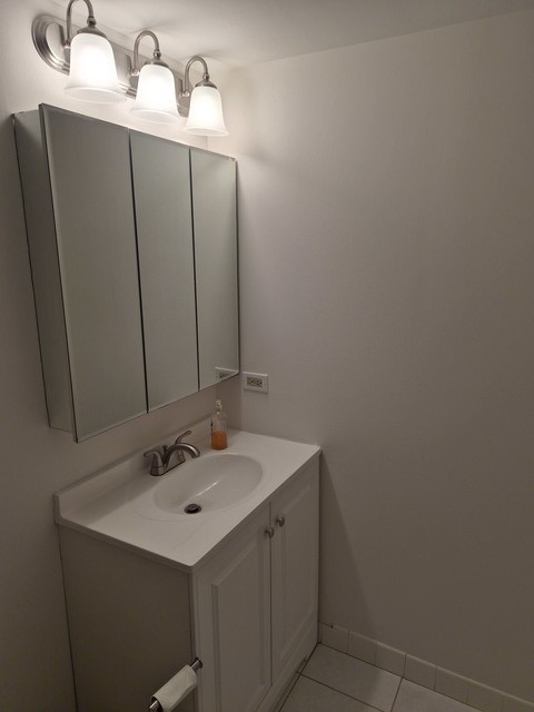 711 South River Road, Unit 704 Des Plaines, IL 60016 - Photo 10 of 15 a bathroom with a sink vanity and mirror