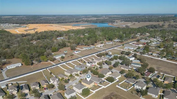 an aerial view of a house