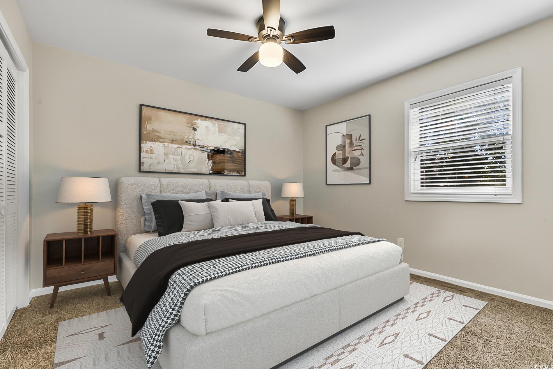 4150 Horseshoe Road North, Unit 38 Little River, SC 29566 - Photo 16 of 29 Bedroom with carpet and a ceiling fan