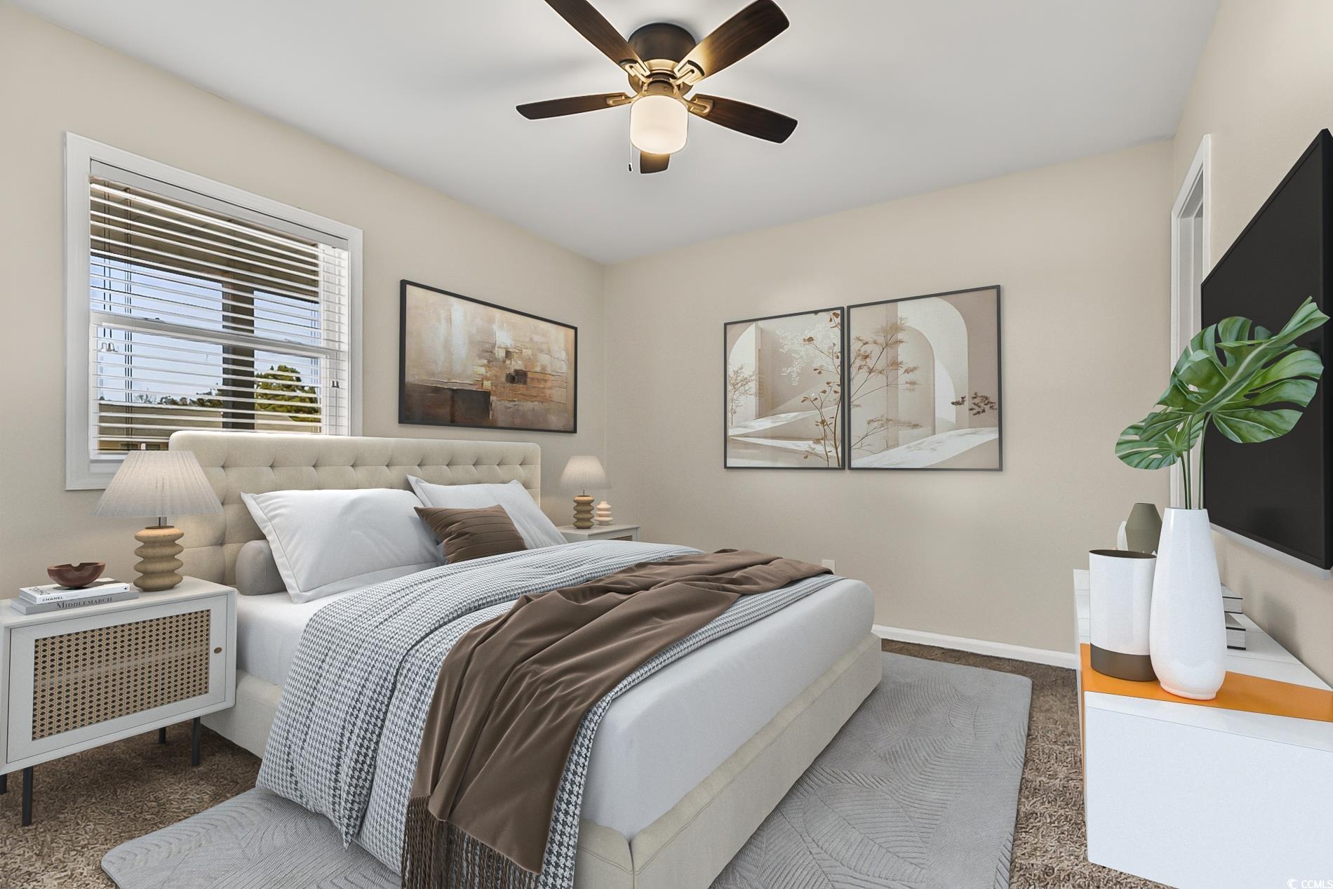 4150 Horseshoe Road North, Unit 38 Little River, SC 29566 - Photo 18 of 29 Carpeted bedroom featuring a ceiling fan and radiator