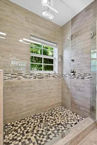 a bathroom with a shower