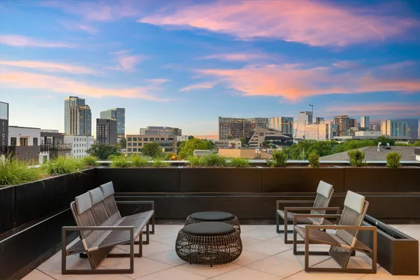 a terrace with outdoor seating