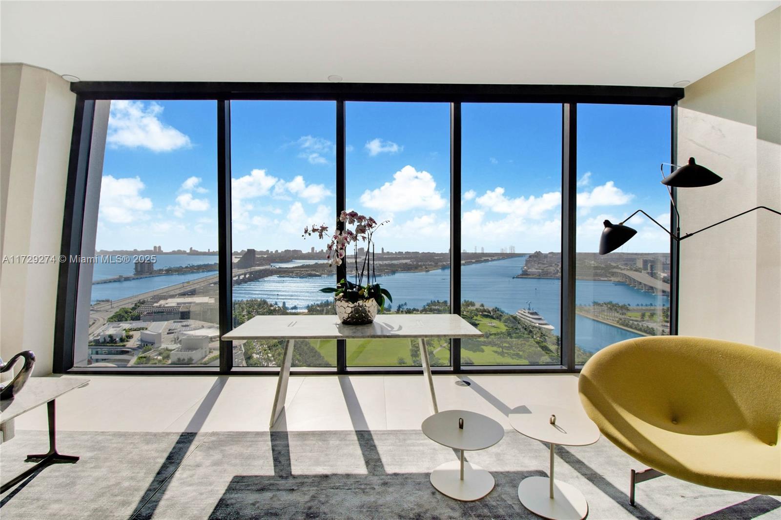 1000 Biscayne Boulevard, Unit 2302 Miami, FL 33132 - Photo 3 of 24 a living room with furniture and a floor to ceiling window