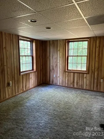 an empty room with windows