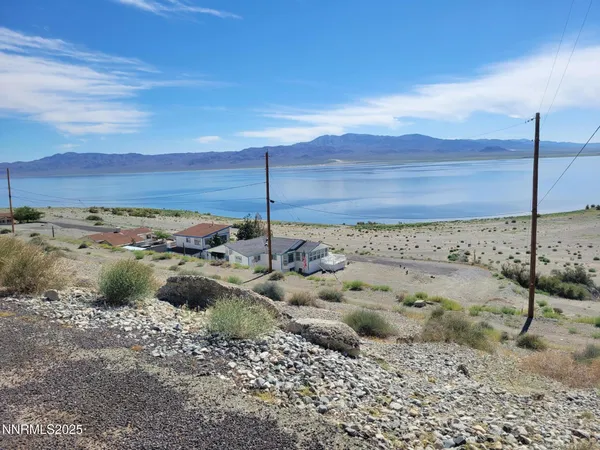 a view of a dry yard with wooden fence