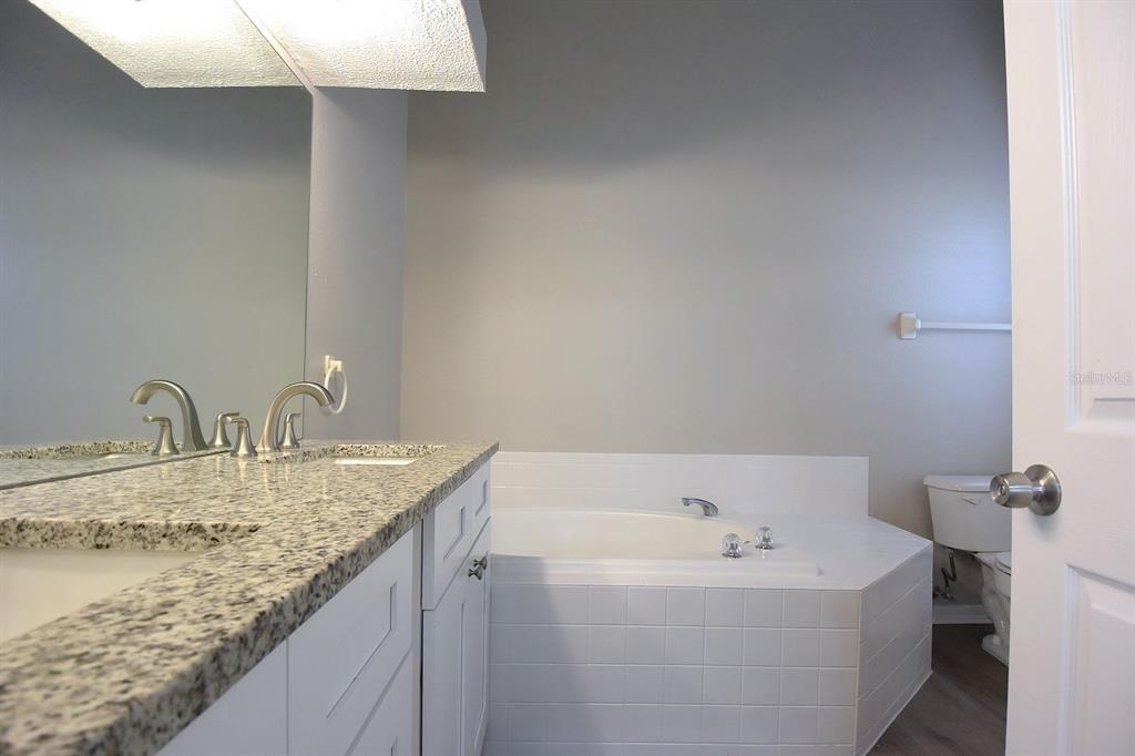 2339 Renton Lane Spring Hill, FL 34609 - Photo 18 of 35 a bathroom with a granite countertop sink and a bathtub